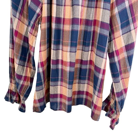 Ralph Lauren Chaps Sz XL Blue Fall Winter Harvest Long Sleeve Blouse Shirt Top - Picture 6 of 8